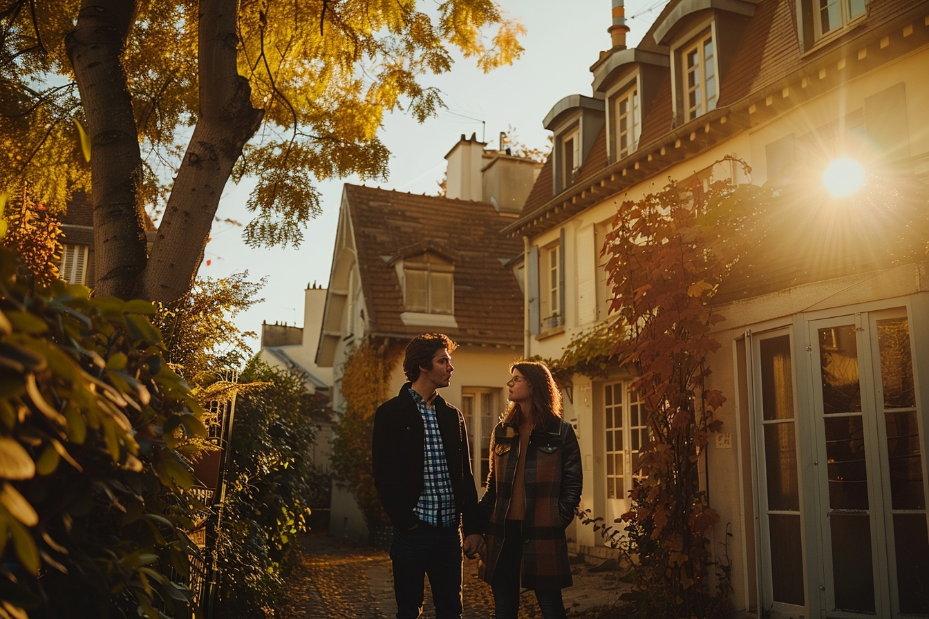Choix entre déménager ou agrandir sa maison à Asnières-sur-Seine illustré par un couple consultant des plans architecturaux