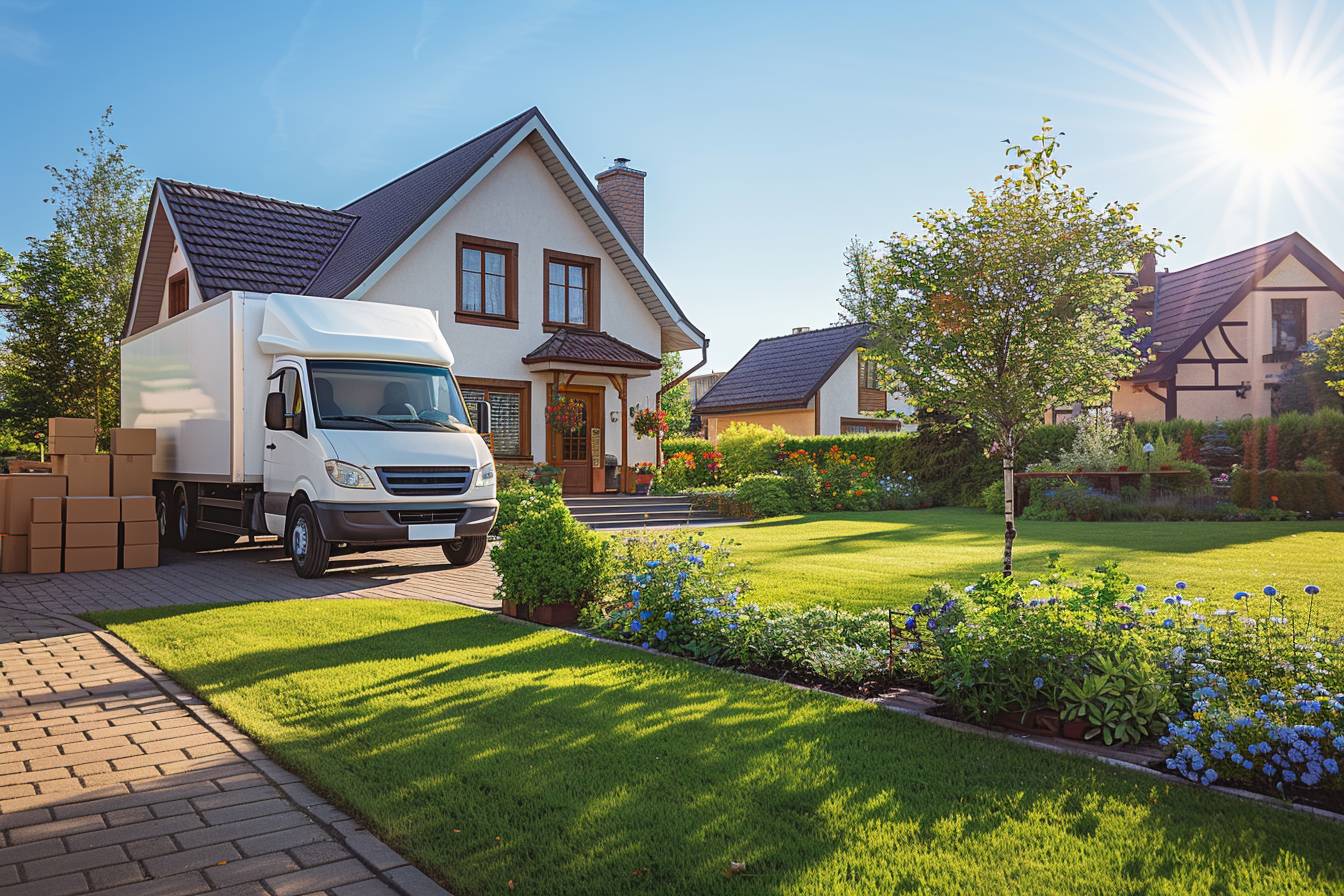 Camion de déménagement stationné à Asnières-sur-Seine avec des cartons prêts à être chargés, illustrant la planification efficace et économique du déménagement
